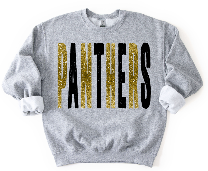 PANTHERS GOLD AND BLACK OVERSIZED GRUNGE MASCOT