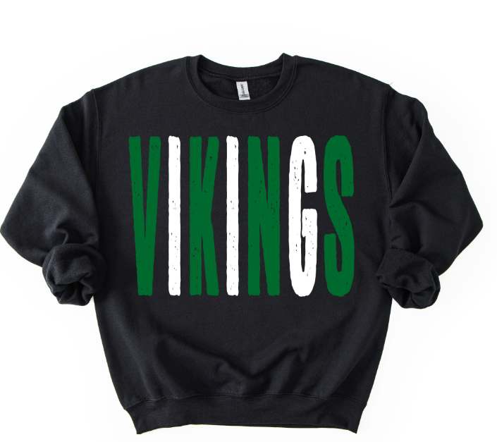 VIKINGS GREEN AND WHITE GRUNGE MASCOT