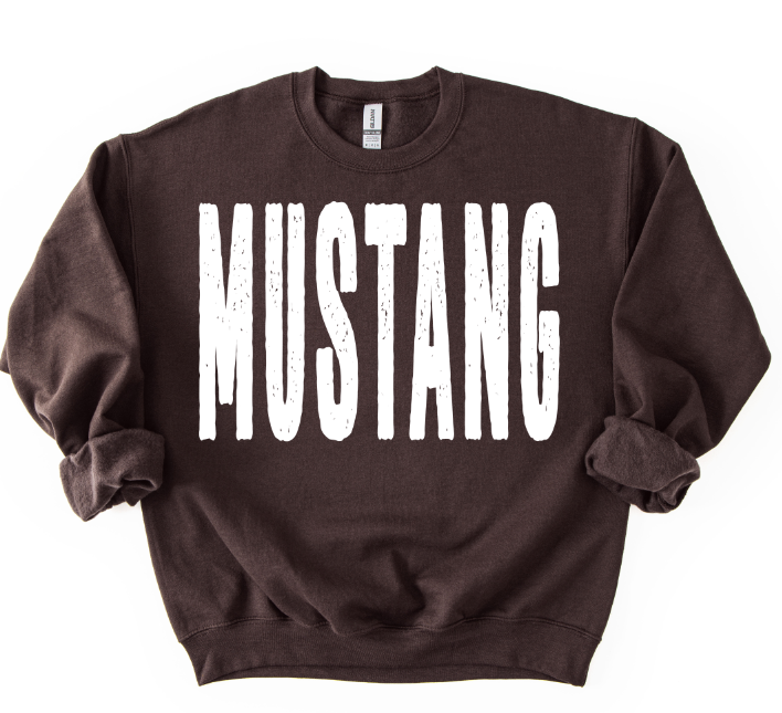 MUSTANG WHITE OVERSIZED GRUNGE MASCOT