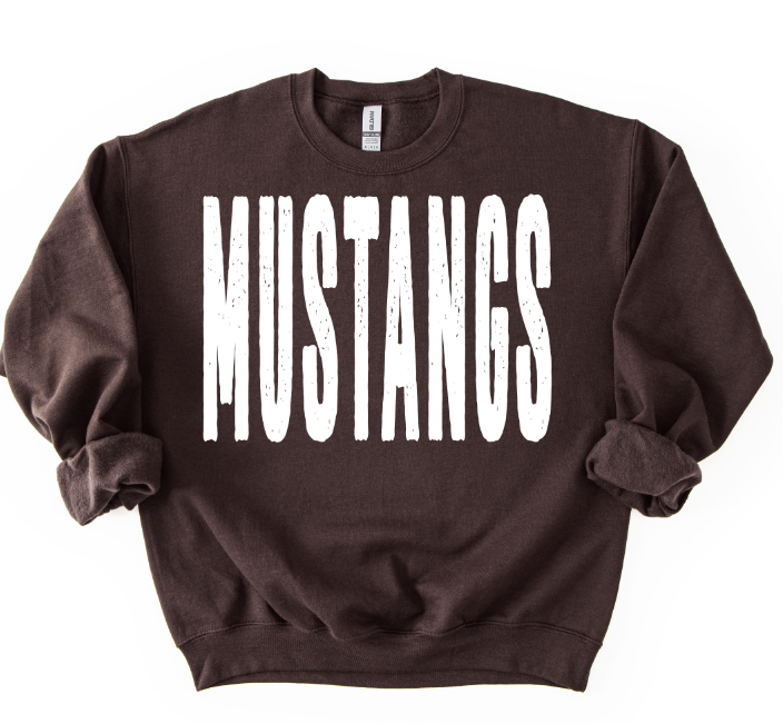 MUSTANGS WHITE OVERSIZED GRUNGE MASCOT