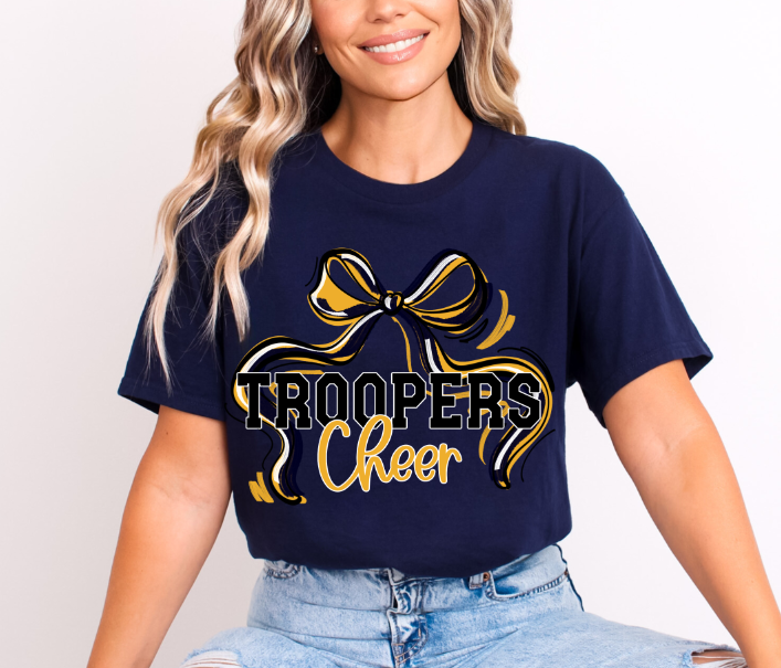 RIBBON SPORTS BOWS YELLOW NAVY TROOPERS CHEER