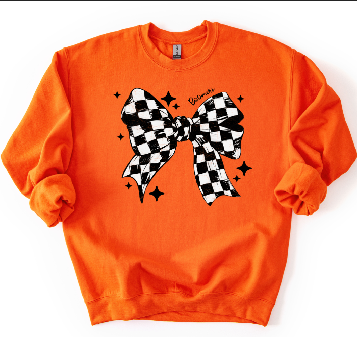BLACK AND WHITE CHECKER BOW WITH STARS BOOMERS