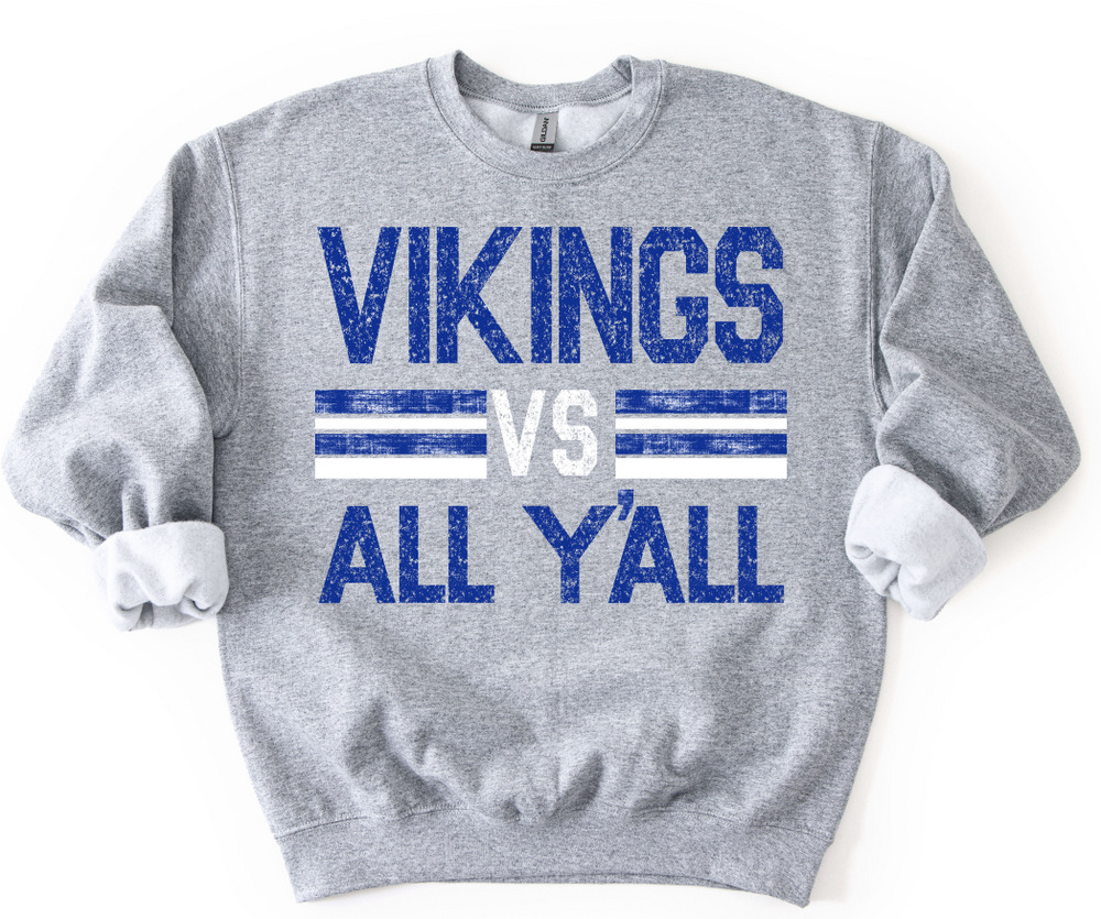 Vikings Vs All Y'all Royal Blue and White DTF transfer design – image 1