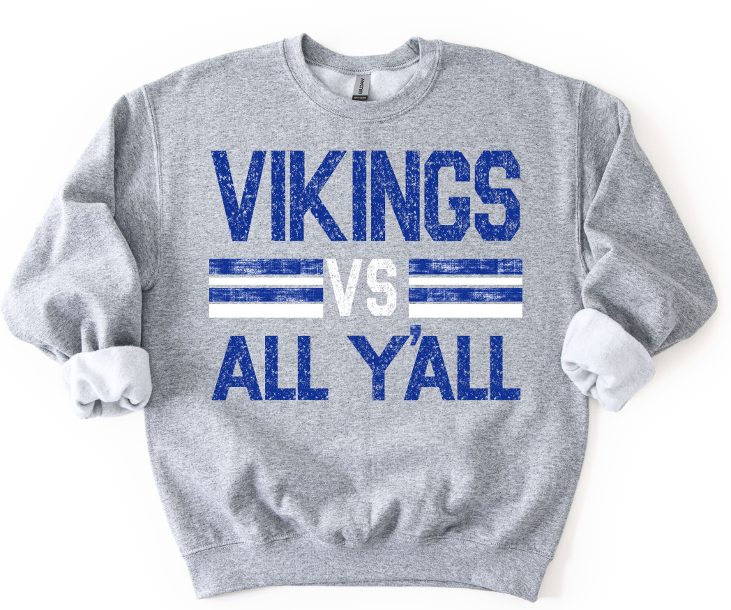 VIKINGS VS ALL YALL ROYAL BLUE AND WHITE