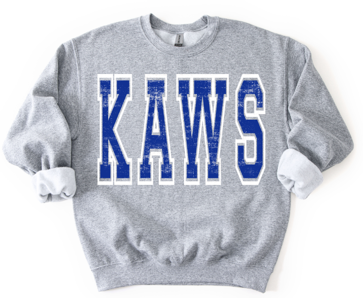 KAWS BLUE AND WHITE VARSITY OVERSIZED MASCOT