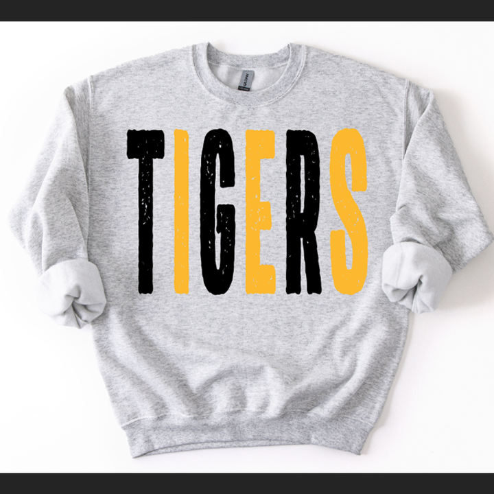 Tigers Black Yellow Gold Grunge Mascot – DTF Transfer
