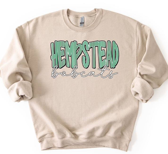 HEMPSTEAD BOBCATS KELLY GREEN SEERSUCKER WORD