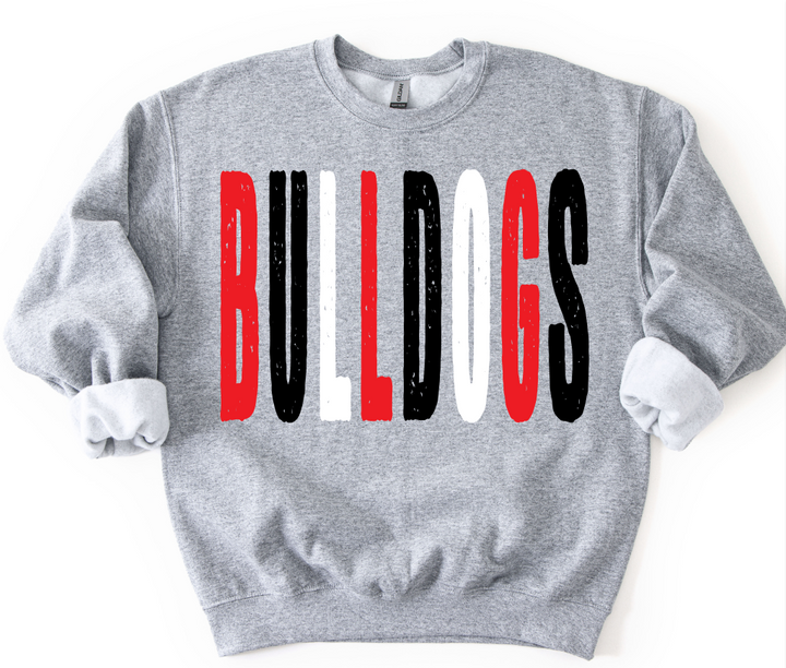 BULLDOGS RED BLACK AND WHITE OVERSIZED GRUNGE MASCOT