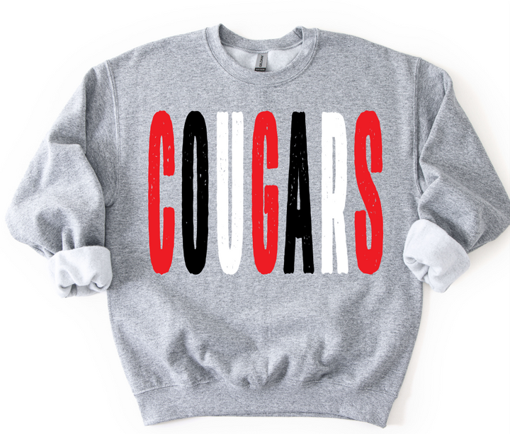 COUGARS RED BLACK AND WHITE OVERSIZED GRUNGE MASCOT