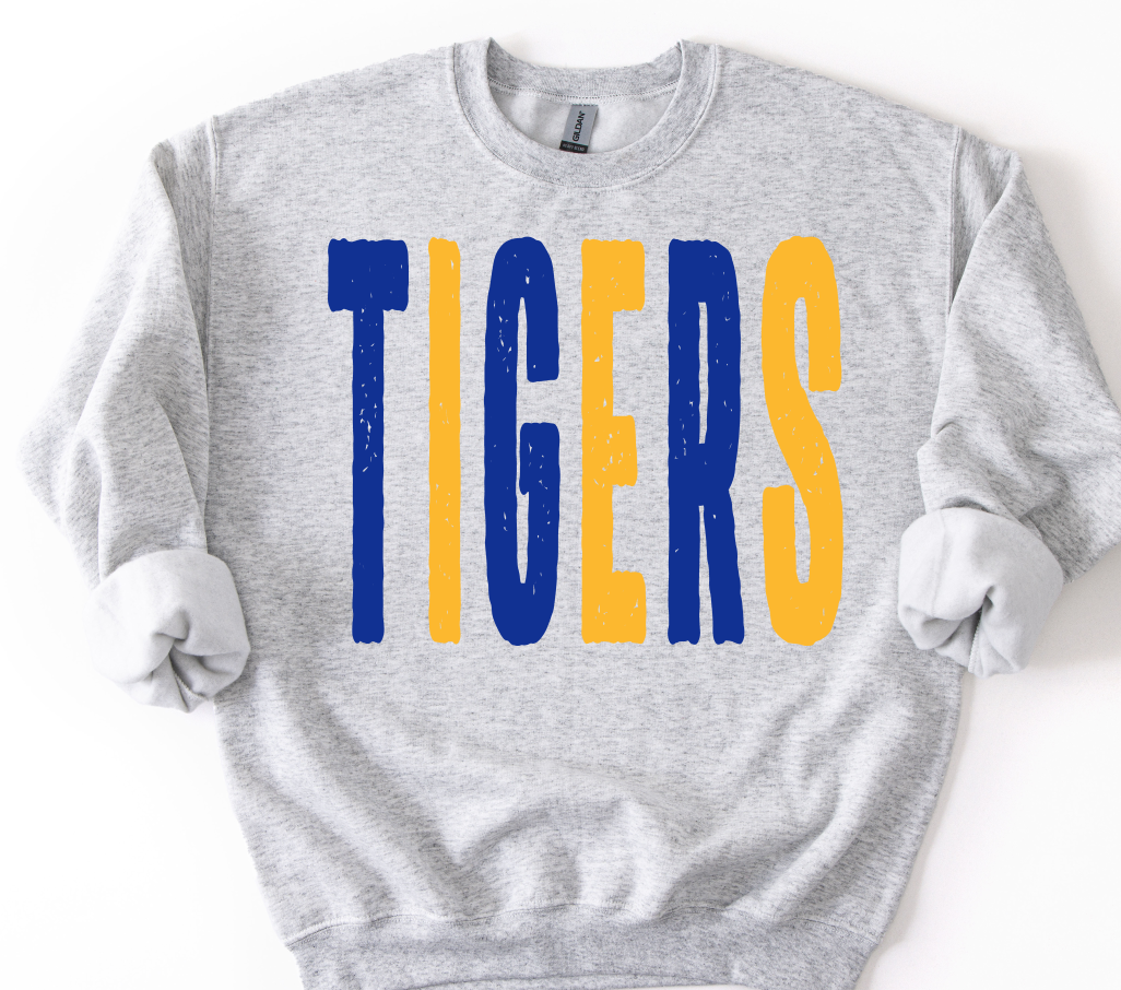 TIGERS ROYAL BLUE AND YELLOW GOLD OVERSIZED GRUNGE MASCOT