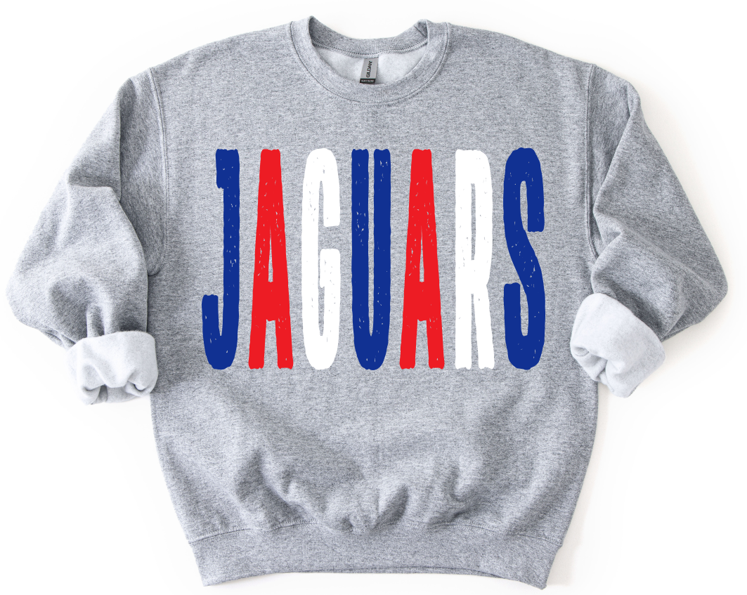 JAGUARS ROYAL BLUE RED AND WHITE OVERISIZED GRUNGE MASCOT
