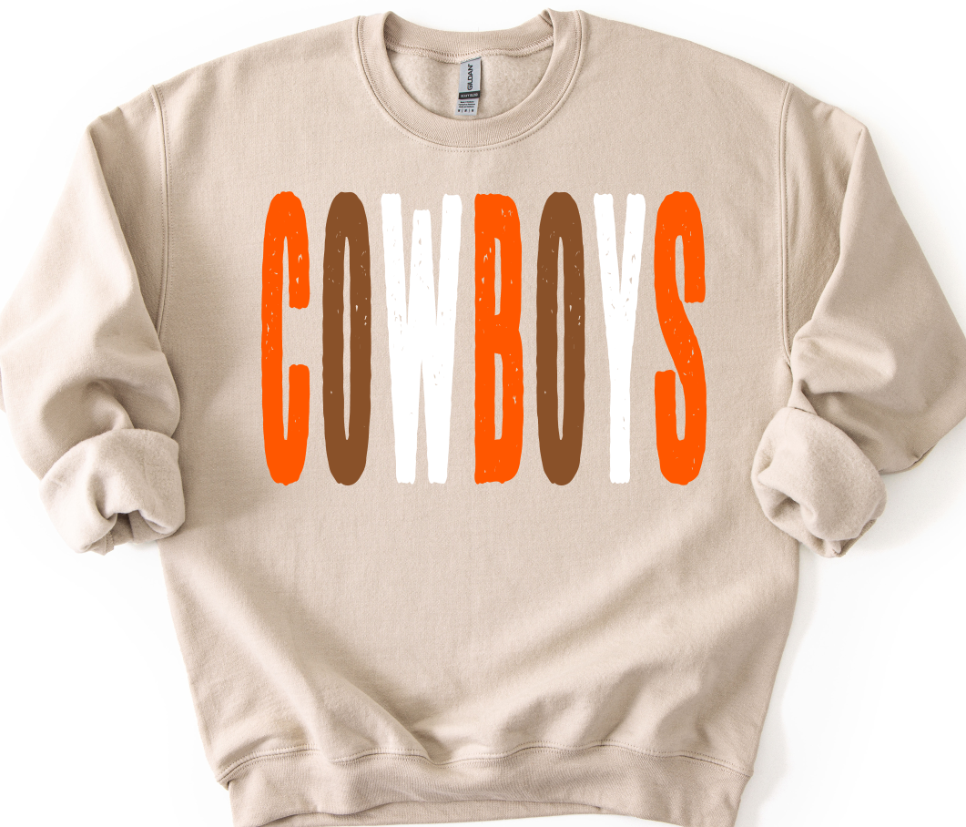 COWBOYS BROWN ORANGE AND WHITE OVERISIZED GRUNGE MASCOT
