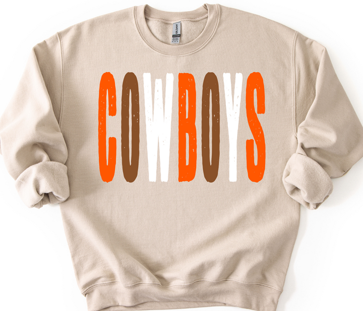 COWBOYS BROWN ORANGE AND WHITE OVERISIZED GRUNGE MASCOT