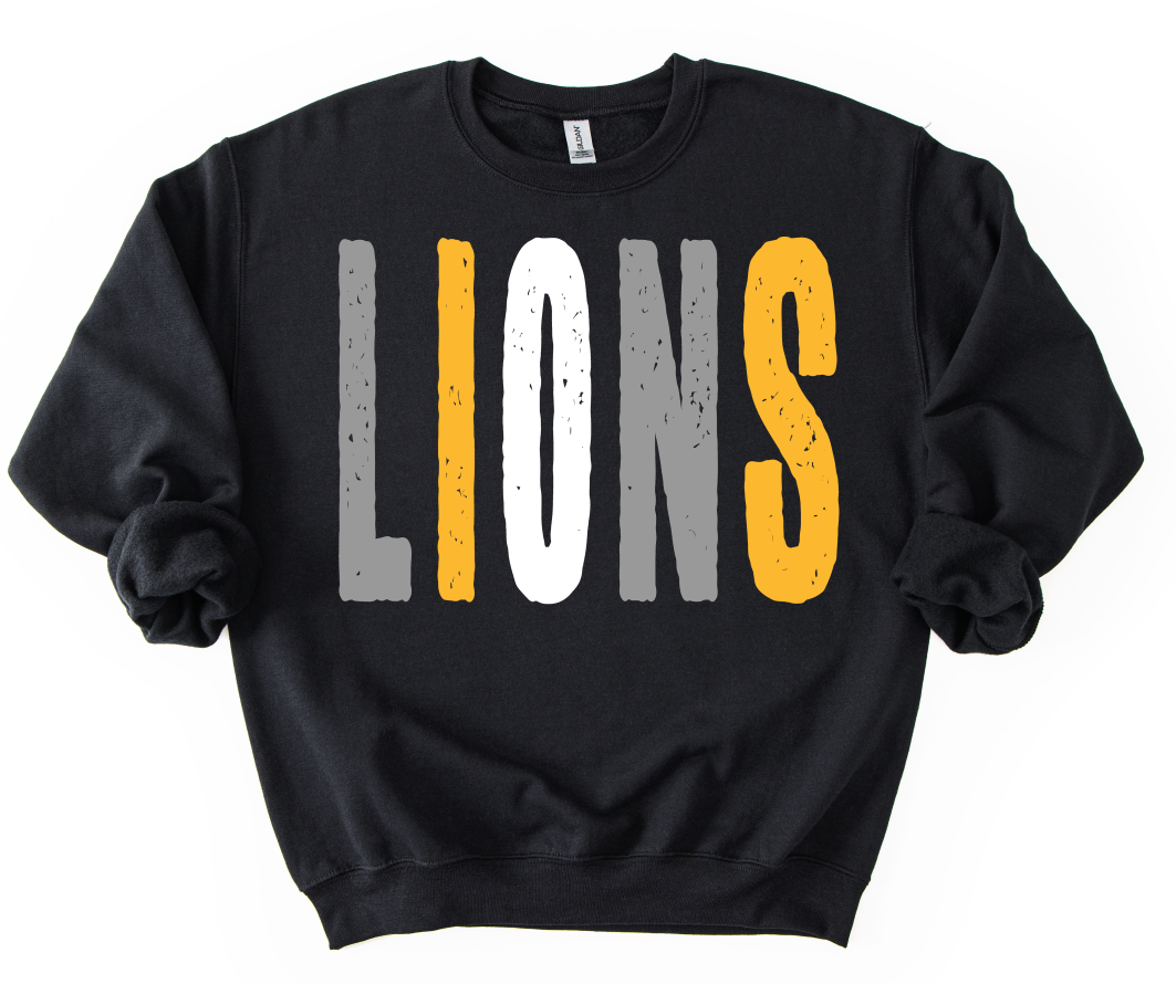 LIONS LIGHT GRAY YELLOW GOLD AND WHITE OVERISIZED GRUNGE MASCOT