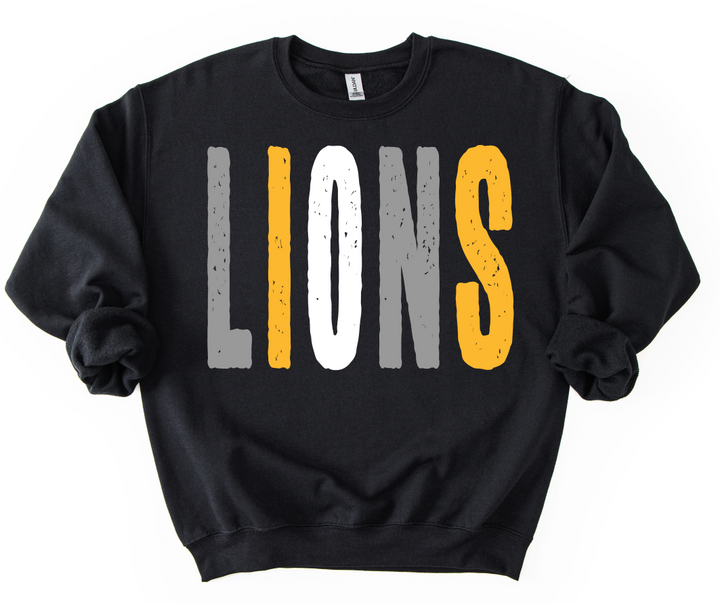 LIONS LIGHT GRAY YELLOW GOLD AND WHITE OVERISIZED GRUNGE MASCOT