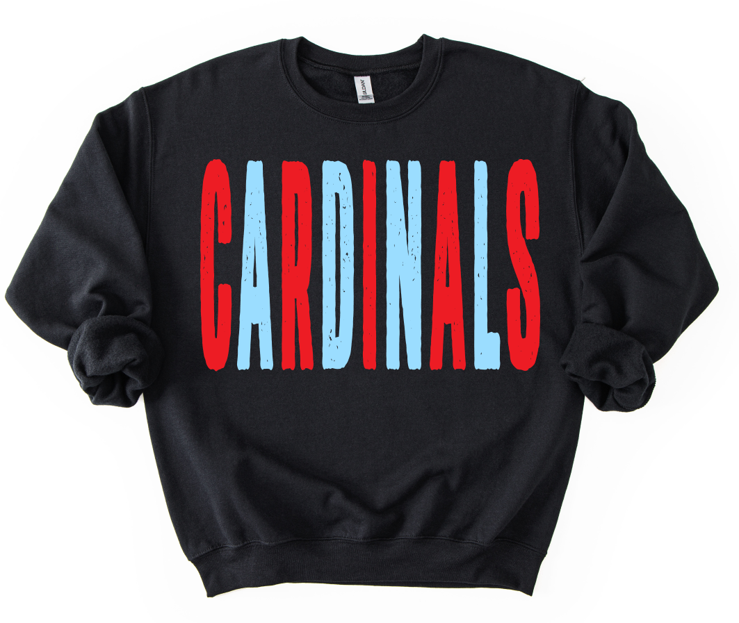 CARDINALS RED AND LIGHT BLUE OVERISIZED GRUNGE MASCOT