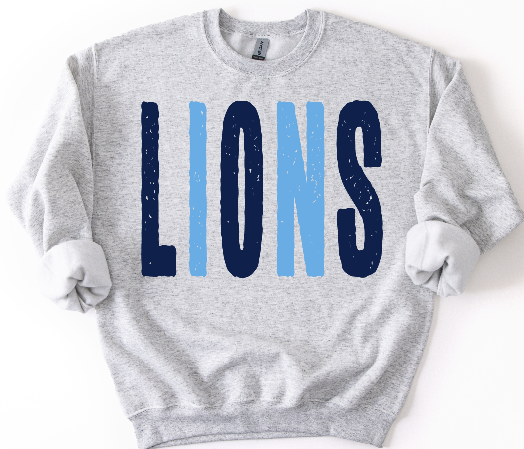 LIONS NAVY AND BLUE OVERISIZED GRUNGE MASCOT