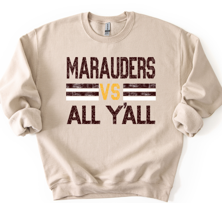 MARAUDERS VS ALL YALL MAROON AND YELLOW GOLD