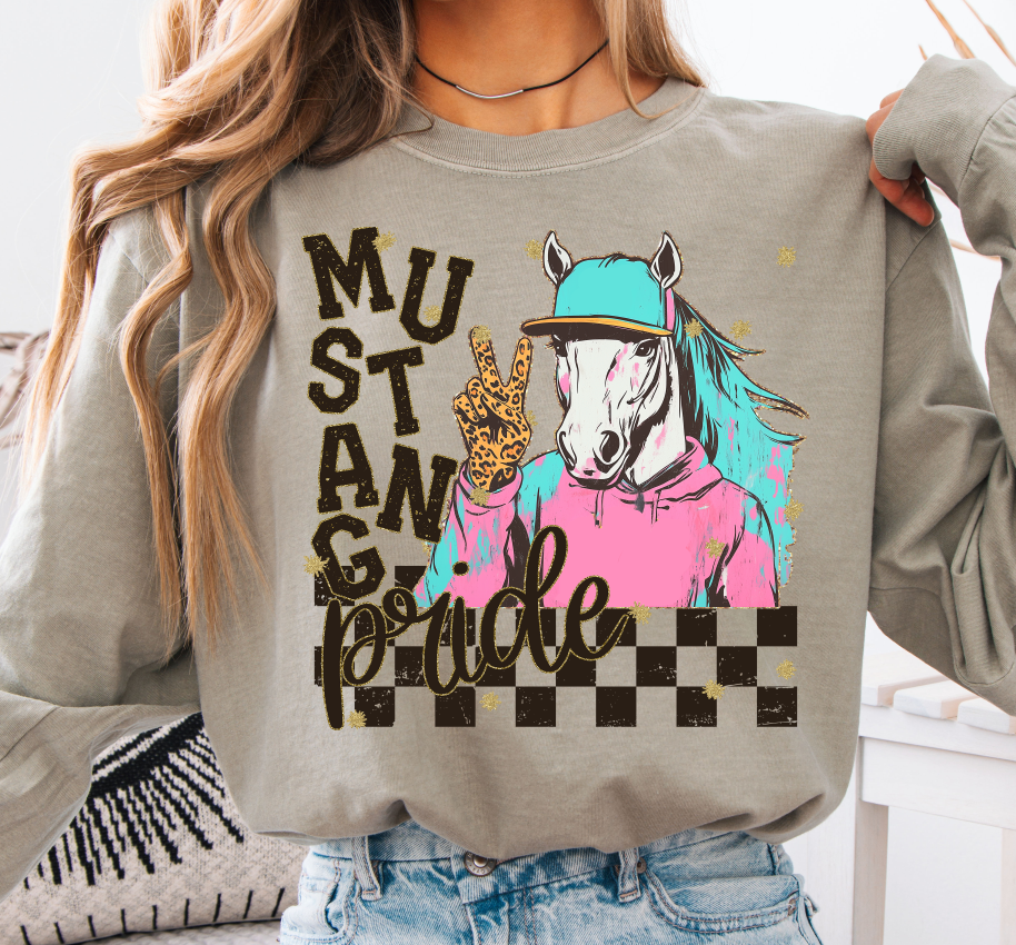 Grunge Mascots Mustang DTF transfer design – image 1