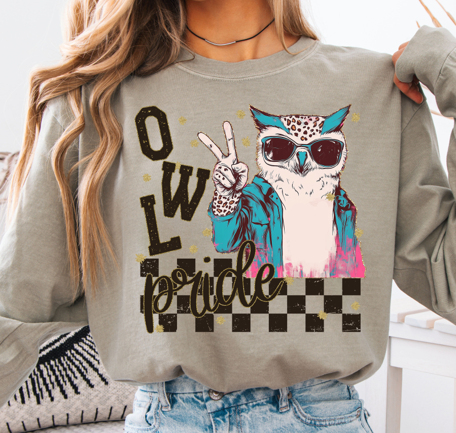 Grunge Mascots Owl DTF transfer design – image 1