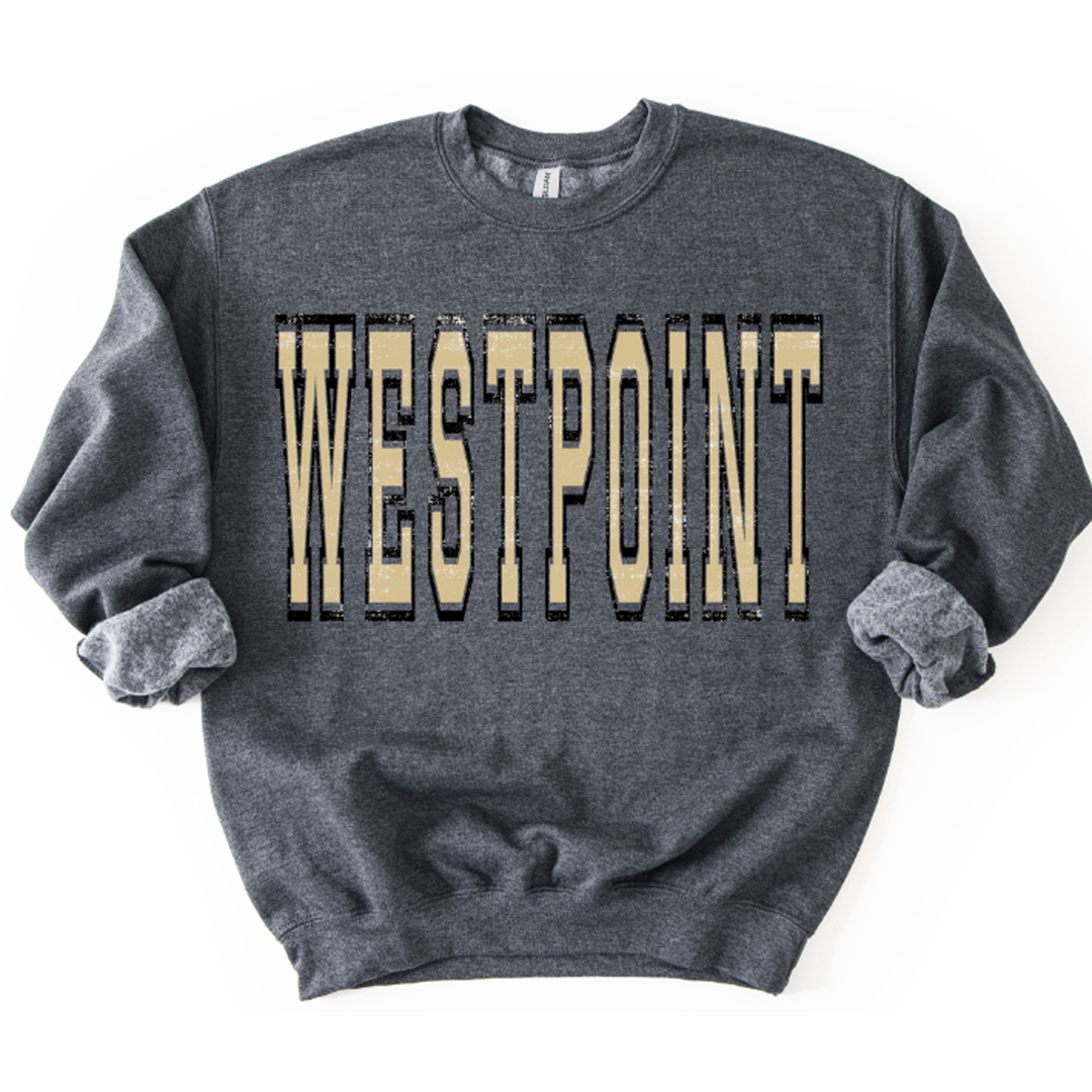 Westpoint Old Gold and Black Varsity Grunge Mascot – DTF Transfer