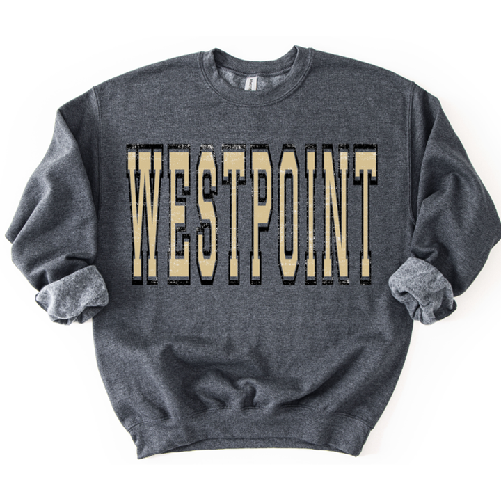 Westpoint Old Gold and Black Varsity Grunge Mascot – DTF Transfer