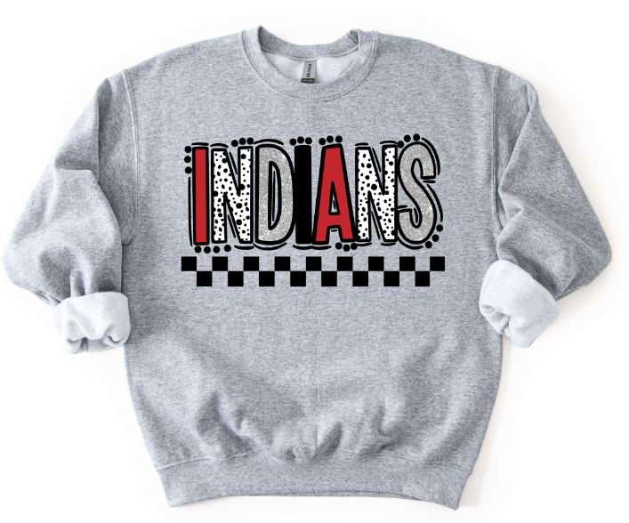 INDIANS RED LIGHT GRAY DOODLE DOT MASCOT