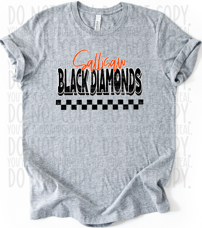 SALLISAW BLACK DIAMONDS SCHOOL SPIRIT GRUNGE MASCOT