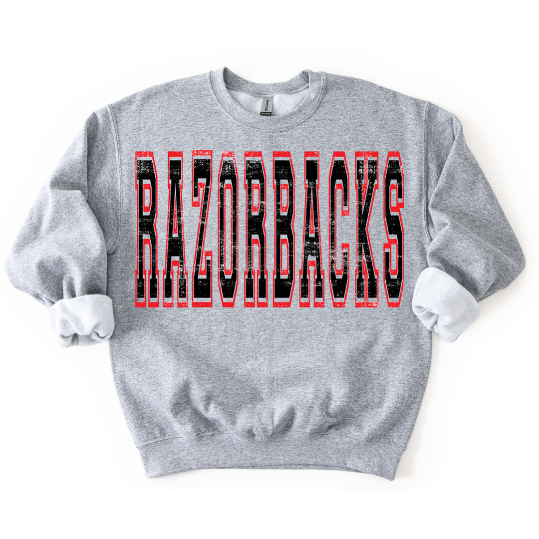 Razorbacks Black and Red Grunge Mascot – DTF Transfer