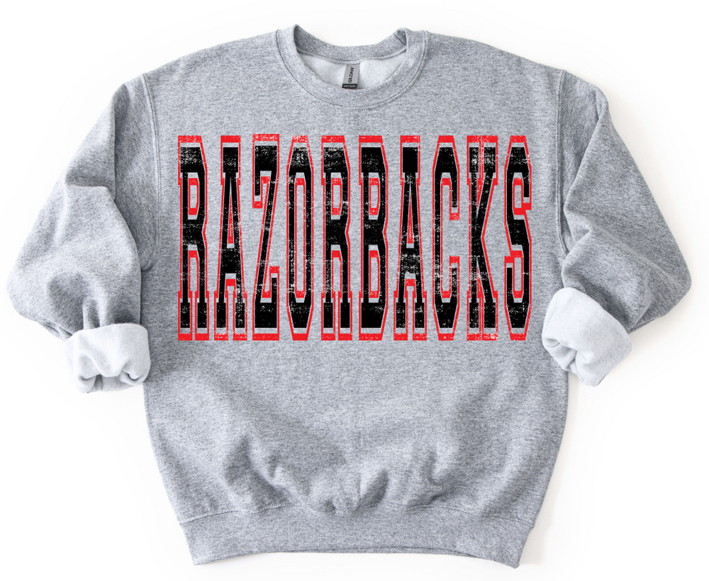 Razorbacks Black and Red Grunge Mascot DTF transfer design – image 1