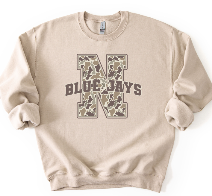 CAMO N BLUE JAYS VASITY LETTER
