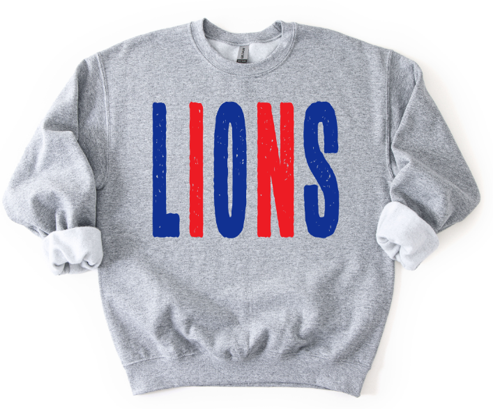 LIONS RED AND ROYAL OVERSIZED GRUNGE MASCOT
