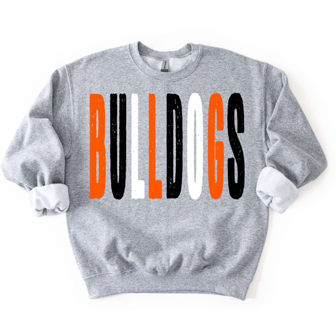 Bulldogs Orange Black and White Oversized Grunge Mascot – DTF Transfer