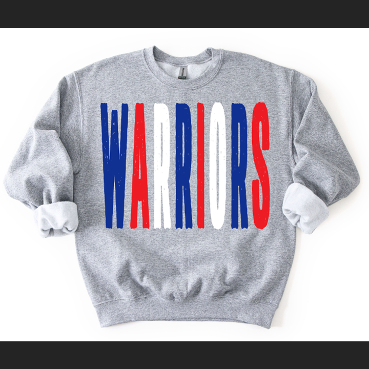 Warriors Royal Red and White Oversized Grunge Mascot – DTF Transfer