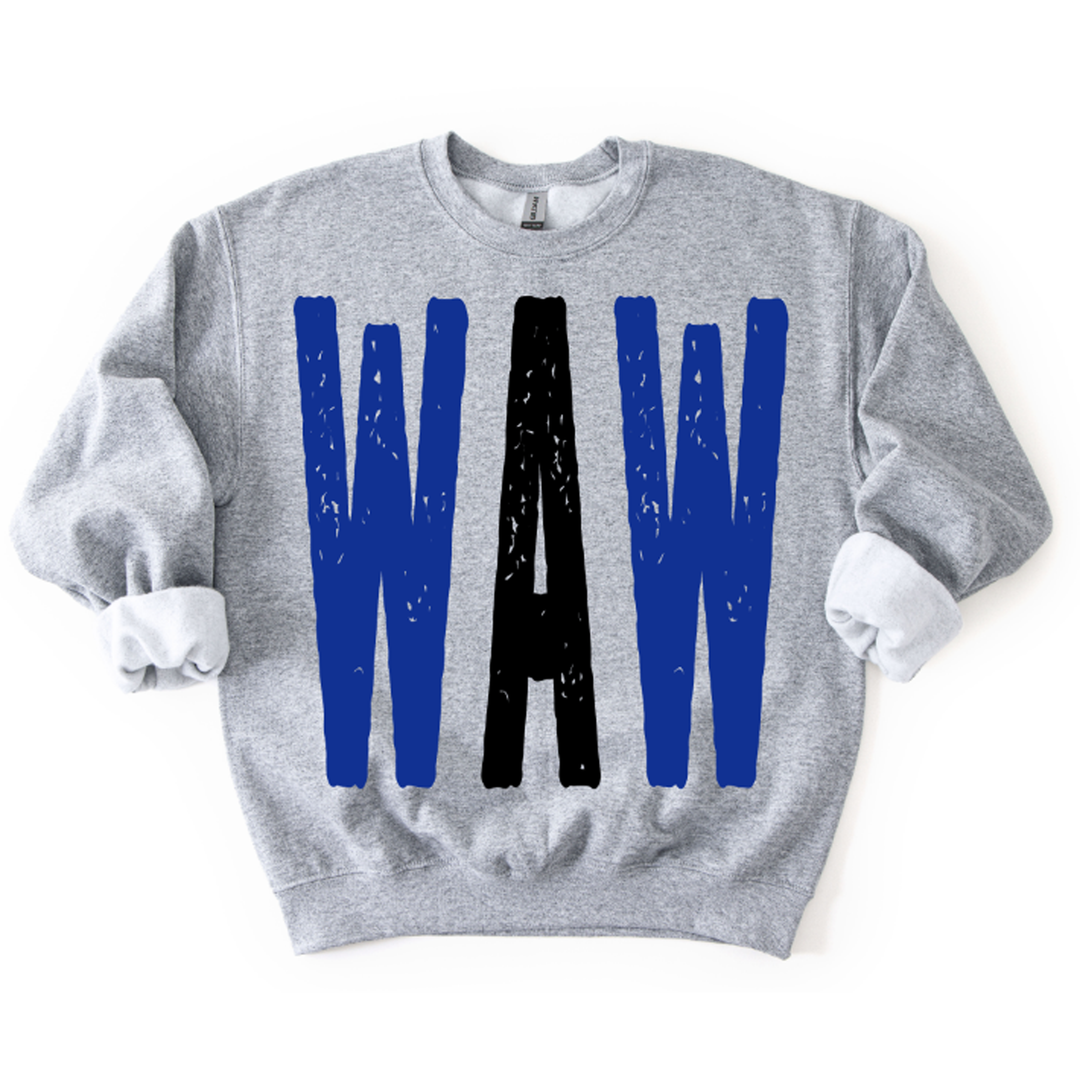 Waw Royal and Black Oversized Grunge Mascot – DTF Transfer