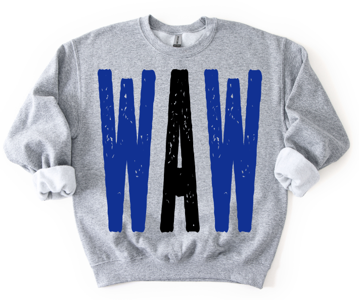 Waw Royal and Black Oversized Grunge Mascot DTF transfer design – image 1