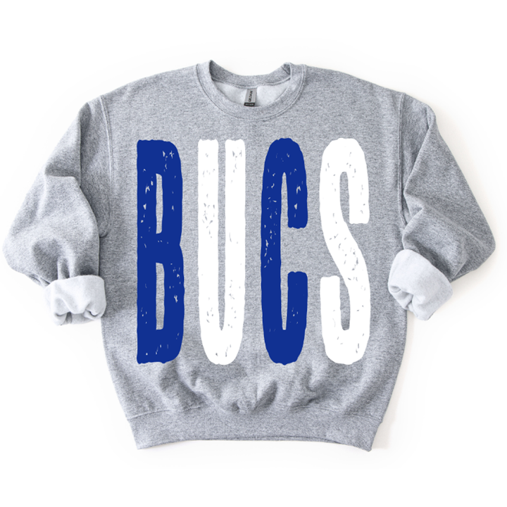 Bucs Royal and White Oversized Grunge Mascot – DTF Transfer