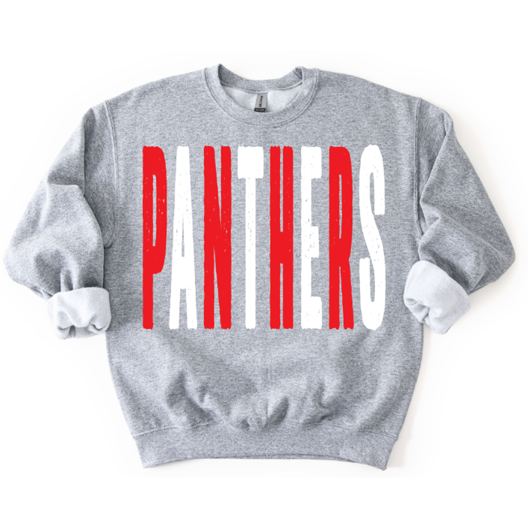 Panthers Red and White Oversized Grunge Mascot – DTF Transfer