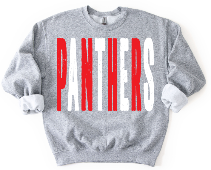 Panthers Red and White Oversized Grunge Mascot DTF transfer design – image 1