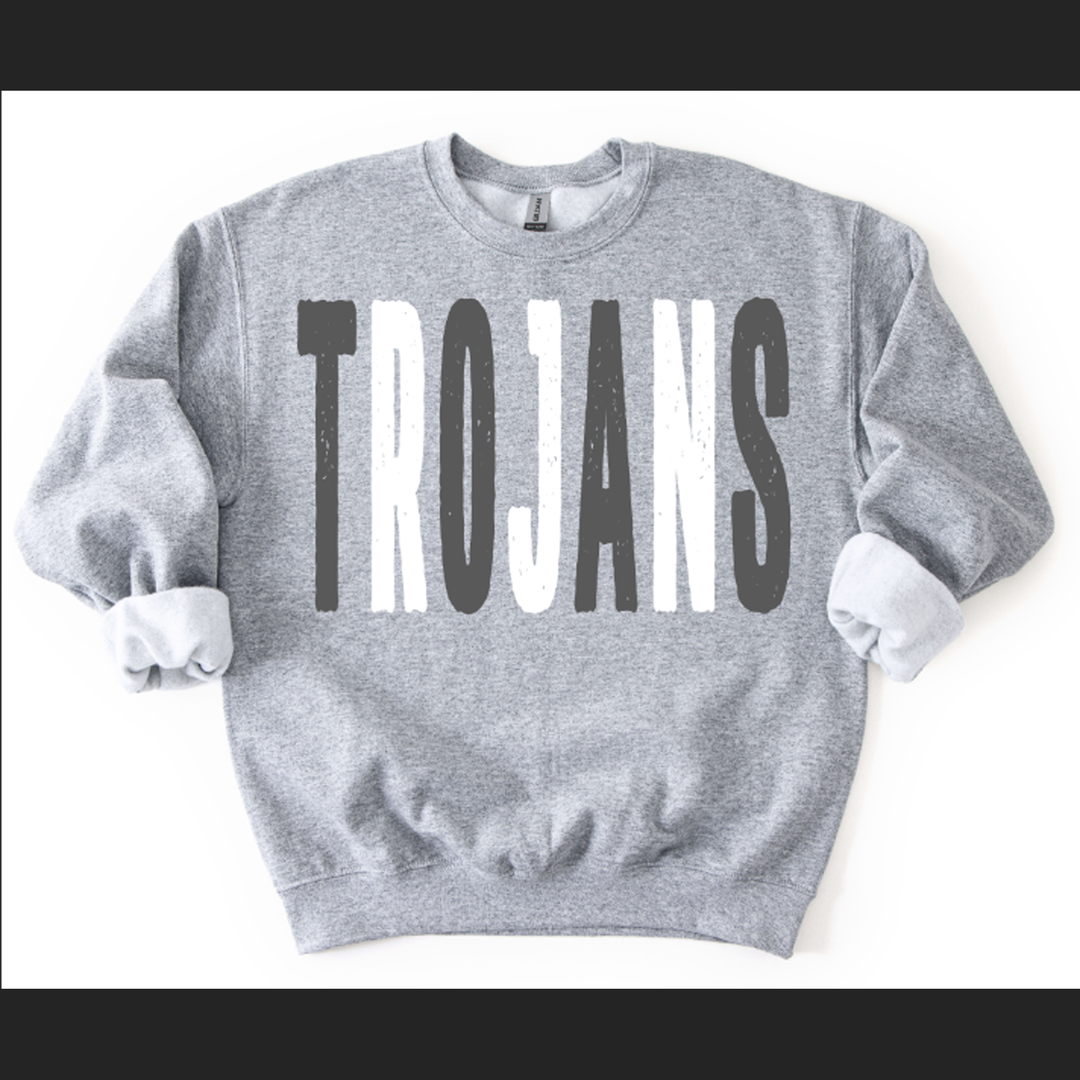 Trojans Gray and White Oversized Grunge Mascot – DTF Transfer
