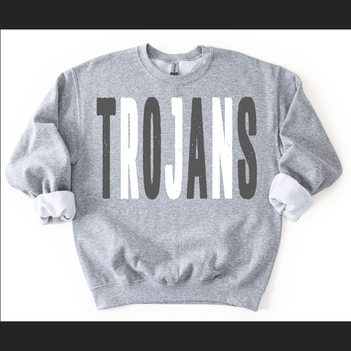 Trojans Gray and White Oversized Grunge Mascot – DTF Transfer