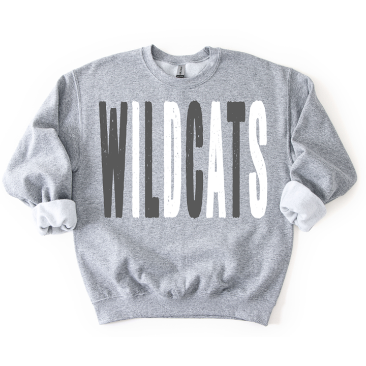 Wildcats Gray and White Oversized Grunge Mascot – DTF Transfer