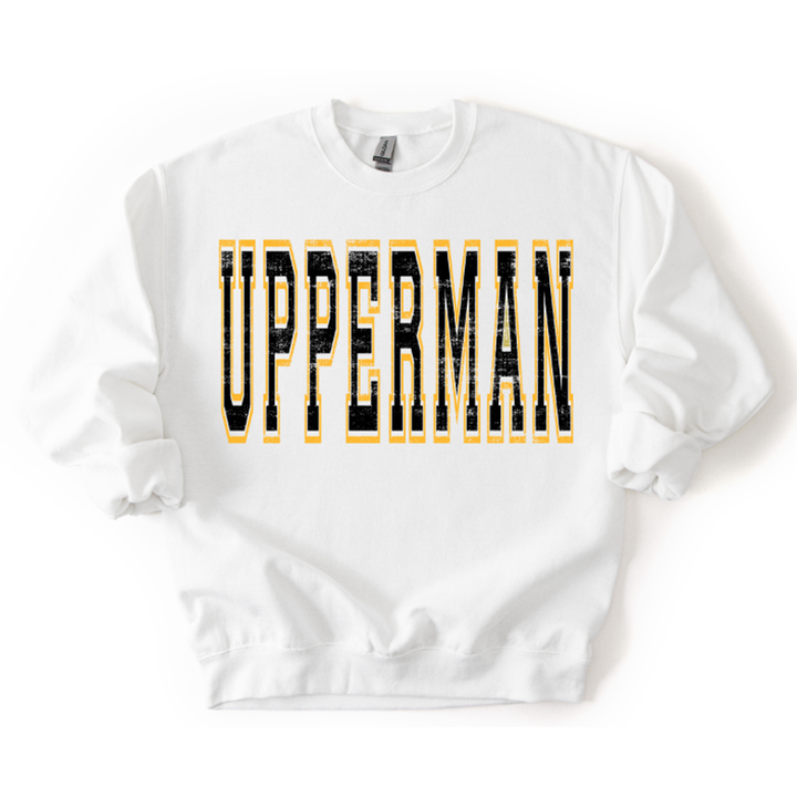 Upperman Black and Yellow Gold Grunge Mascot – DTF Transfer