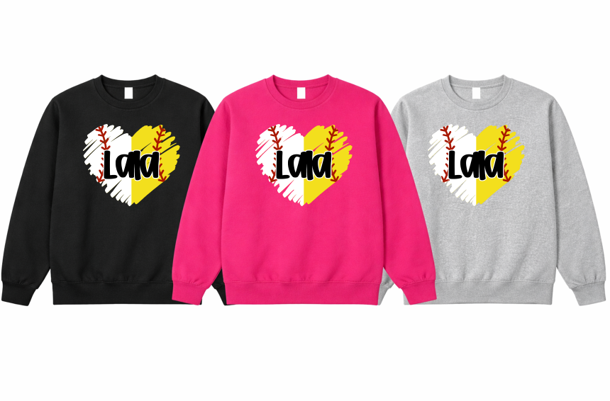 SCRIBBLE HEART SOFTBALL AND BASEBALL LALA