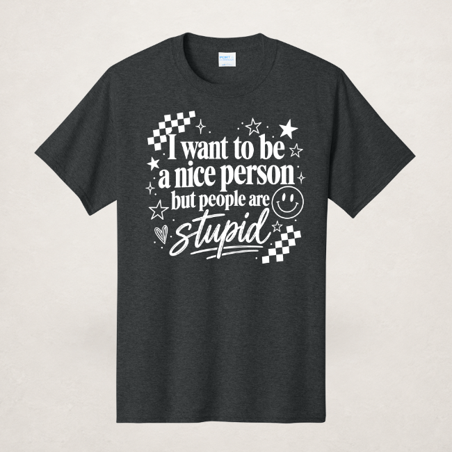 $8 Black Heather Tee – Upload Your Design