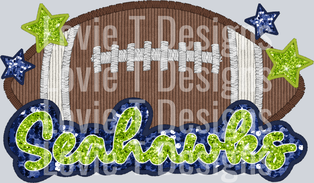 Seahawks Football Faux Applique