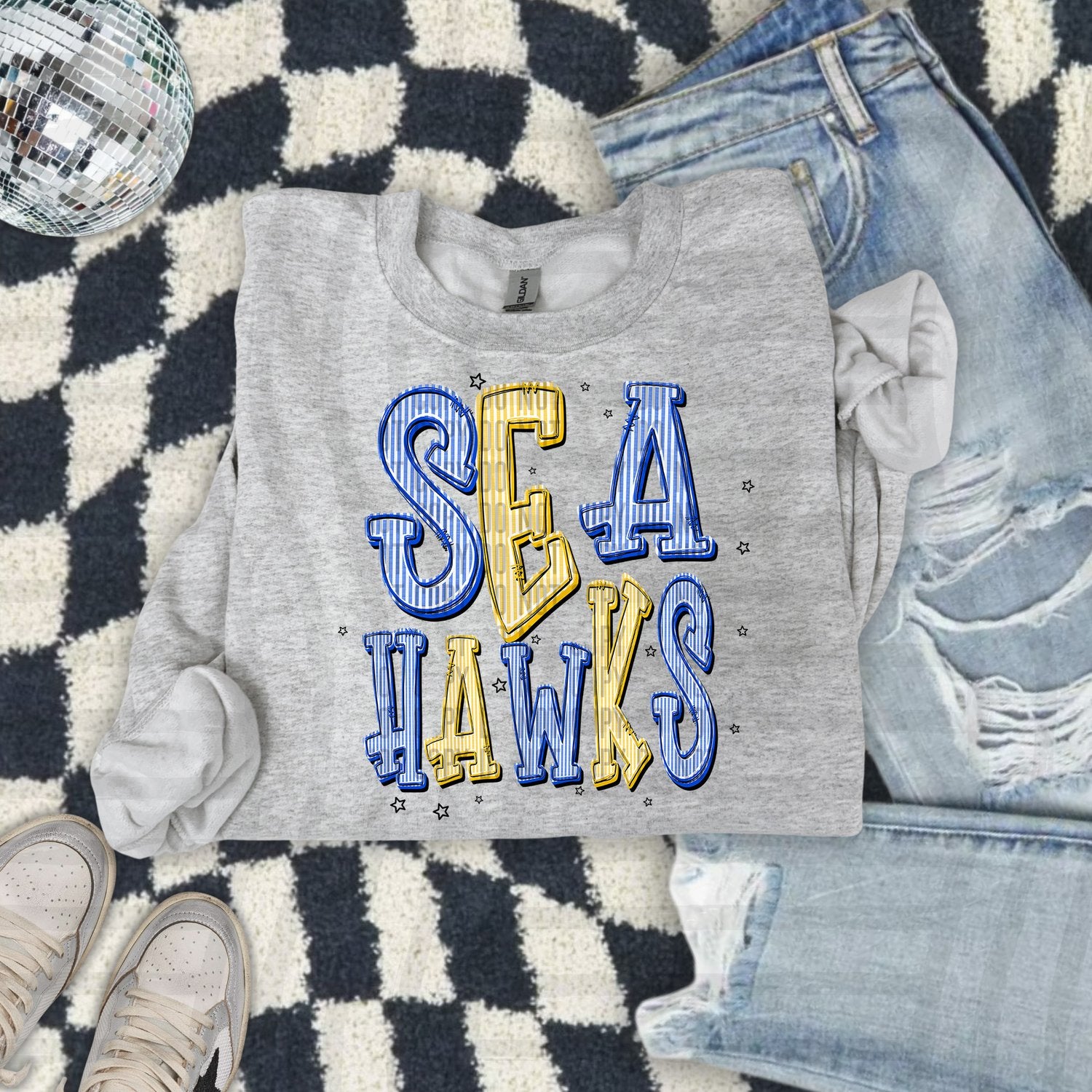 Seersucker Chic Two Color Mascots Seahawks design