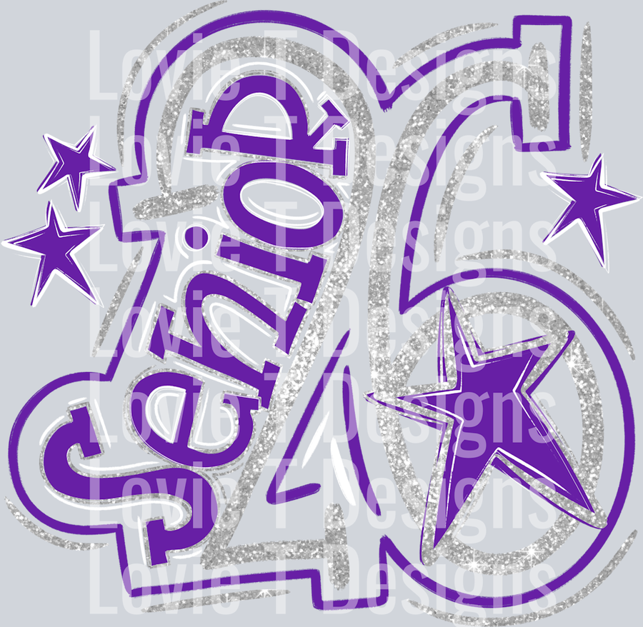 Senior 2026 White Purple and Silver