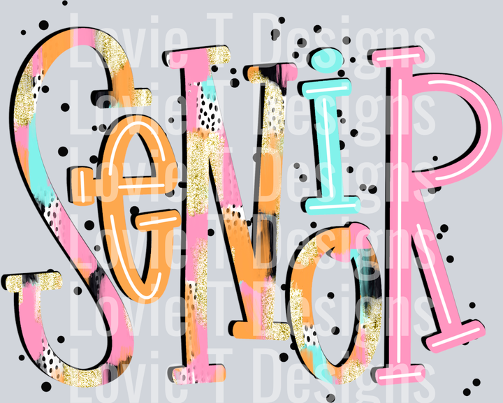 Senior pink orange blue