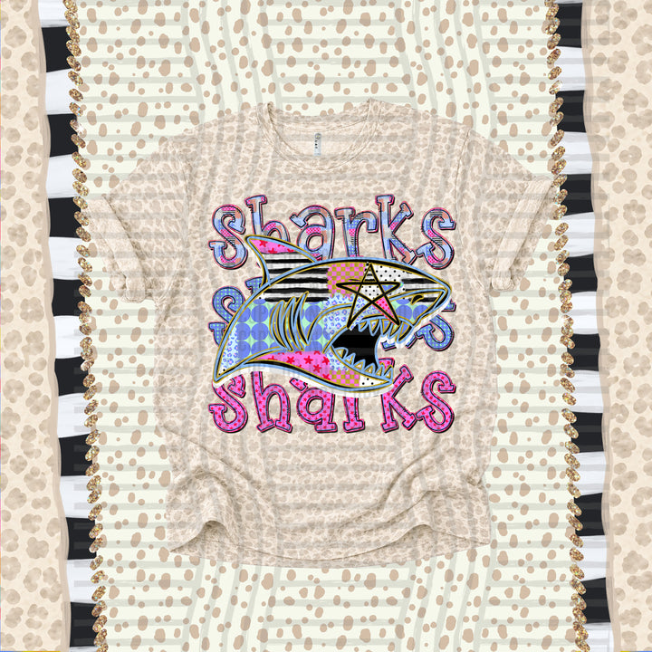 Sharks Dolly Doodle mascot DTF transfer